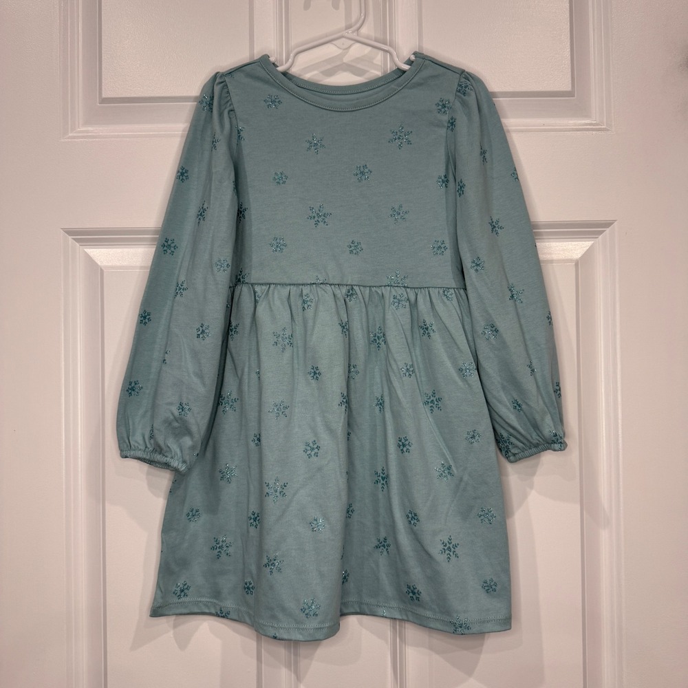Garanimals Girls Long Sleeve Snowflake Dress Teal Size 5T‎